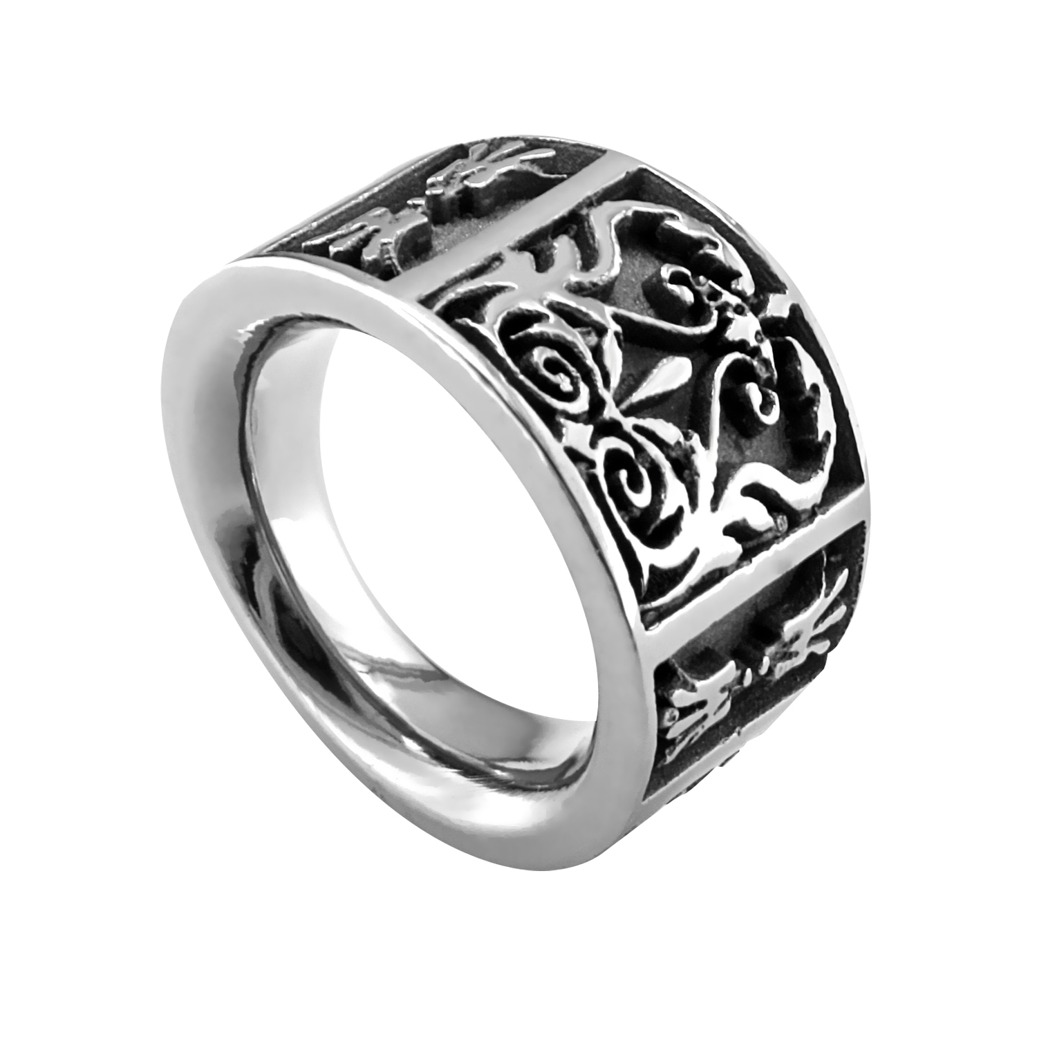 titanium jewelry 16mm gray titanium flat heritage ring [mm-wide top] FSUPKNA